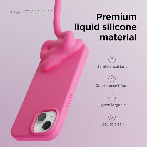 Elago compatible avec l’étui iPhone 15, l’étui en silicone liquide, l’étui protecteur intégral, antichoc, l’étui mince pour téléphone, doublure douce