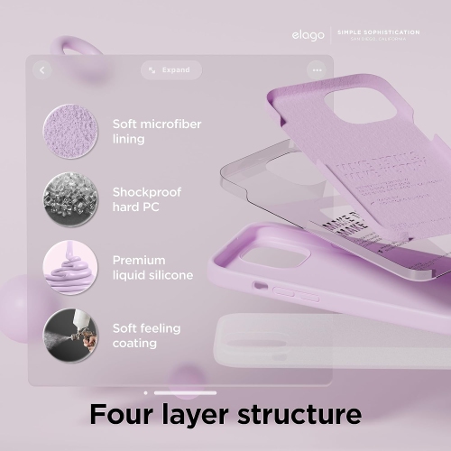 Elago compatible avec l’étui iPhone 15, l’étui en silicone liquide, l’étui protecteur intégral, antichoc, l’étui mince pour téléphone, doublure douce