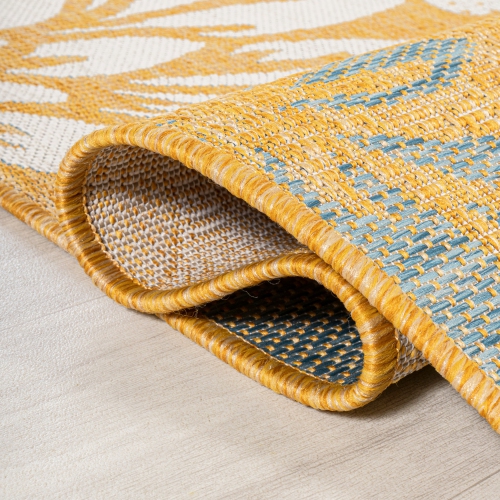 Zinnia Modern Floral Textured Weave Indoor/Outdoor Area Rug