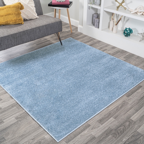 Haze Solid Low Pile Area Rug Classic Blue