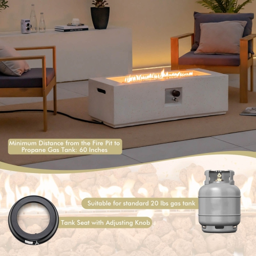 Costway 42" Terrazzo Fire Pit Table 50,000 BTU Rectangle Propane Fire Pit with PVC Cover