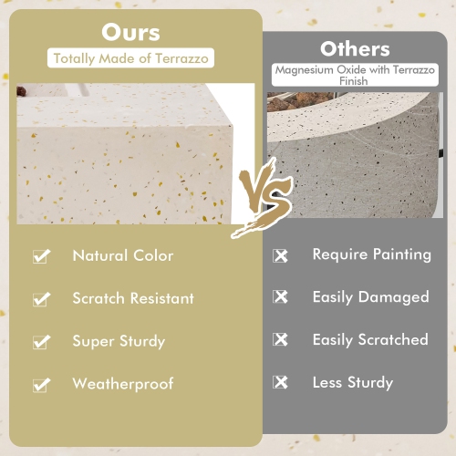 Costway 42" Terrazzo Fire Pit Table 50,000 BTU Rectangle Propane Fire Pit with PVC Cover