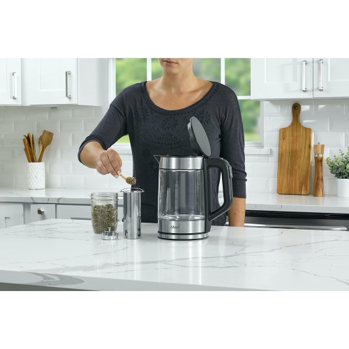 Oster – bouilloire en verre avec infuseur à thé, capacité de 1,7 litre, 5 réglages de température, acier inoxydable