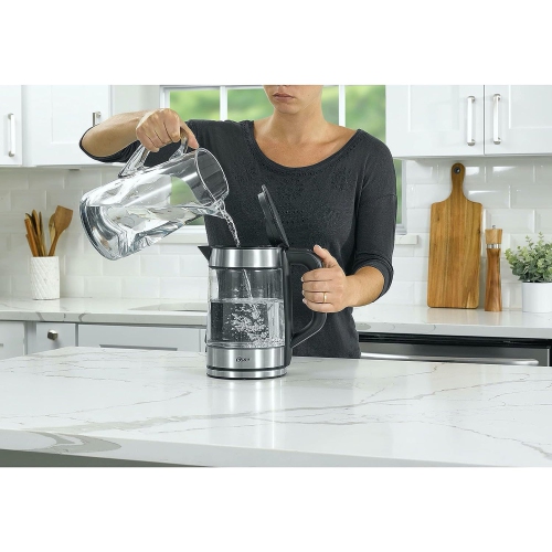 Oster – bouilloire en verre avec infuseur à thé, capacité de 1,7 litre, 5 réglages de température, acier inoxydable