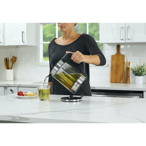 Oster – bouilloire en verre avec infuseur à thé, capacité de 1,7 litre, 5 réglages de température, acier inoxydable