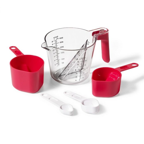 Starfrit - Set of 5 Nestable Measuring Cups, Dishwasher and Microwave Safe