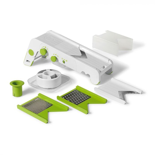 Starfrit - PRO cube mandolin, 4 interchangeable blades and grater, non-slip feet, green