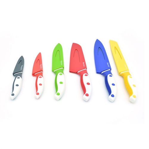 Starfrit – Ensemble de 6 couteaux de cuisine avec gaine protectrice, lame en acier inoxydable au carbone