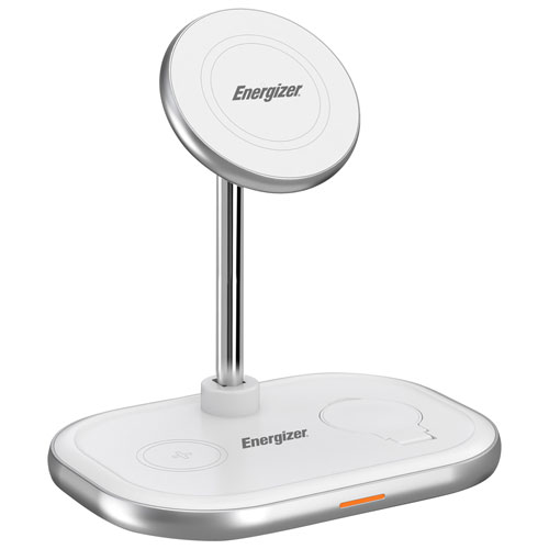 Energizer 3-in-1 7.5W Magnetic Wireless Charging Stand - White/Metal