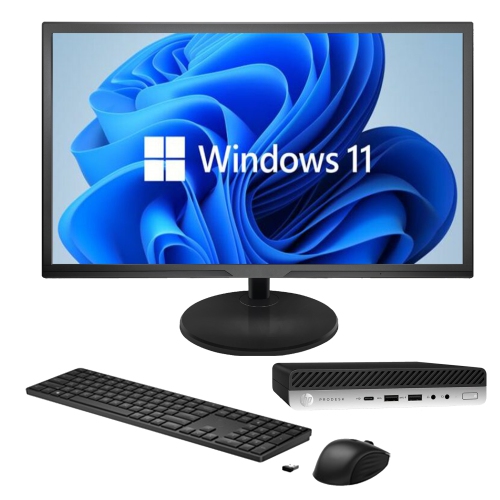 Refurbished - HP ProDesk 600 G4 Desktop Mini Business PC Intel Core i5-8500T 8th Gen Processor 16GB RAM 256GB SSD Windows 11 Pro - New 22 inch Monitor