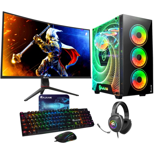 HAJAAN  Liquid Cooled Gaming PC | 32” Inch Curved Gaming Monitor | Intel Core I7-12700F Processor | Geforce Rtx 3060 Ti 8GB | 64GB Ddr4 Ram | 2Tb