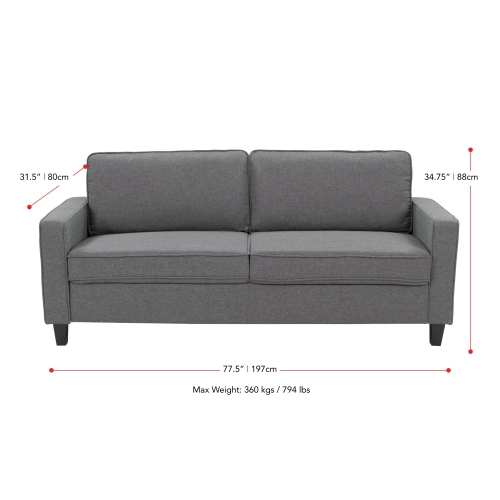 CorLiving Georgia Grey Fabric Three Seater Sofa