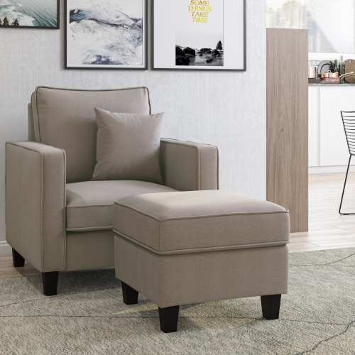 CorLiving Georgia Taupe Fabric Ottoman