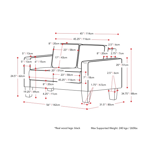 CorLiving Georgia Taupe Fabric Loveseat Sofa and Accent Chair Set - 2pcs