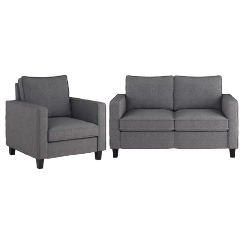 CorLiving Georgia Grey Fabric Loveseat Sofa and Accent Chair Set - 2pcs