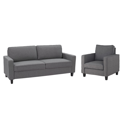 CorLiving Georgia Grey Fabric Three Seater Sofa and Chair Set - 2pcs