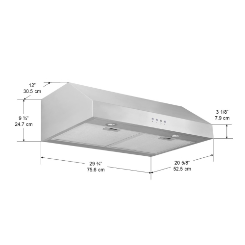 Ancona Advanta Pro III 30" Under Cabinet Range Hood