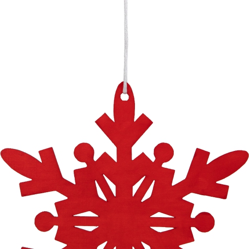 6-Point Hanging Wooden Snowflake Christmas Ornament - 7.75" - Red