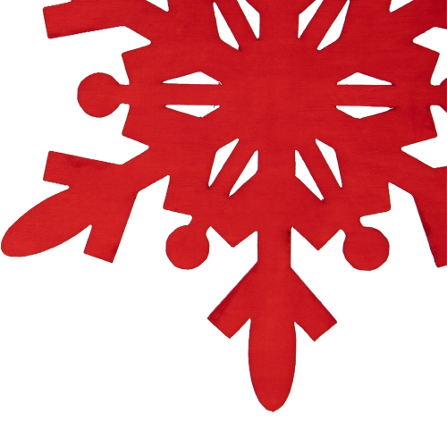 6-Point Hanging Wooden Snowflake Christmas Ornament - 7.75" - Red