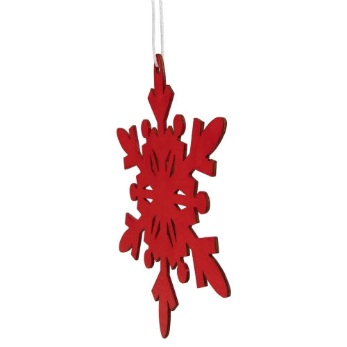 6-Point Hanging Wooden Snowflake Christmas Ornament - 7.75" - Red