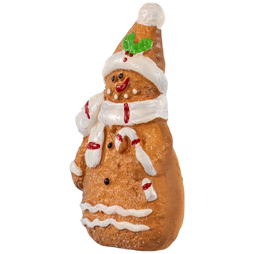 Frosted Gingerbread Snowman with Candy Cane Christmas Figurine - 4"