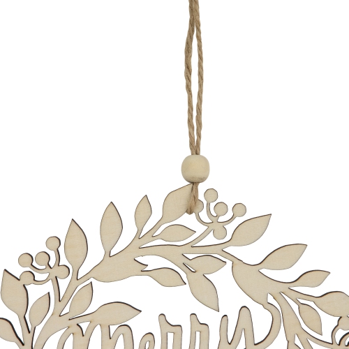 8" Natural "Merry Christmas" Wooden Wreath Ornament