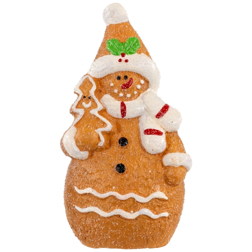 Frosted Gingerbread Snowman with Cookie Tree Christmas Figurine - 5.75"