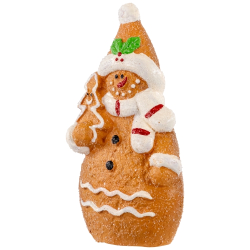 Frosted Gingerbread Snowman with Cookie Tree Christmas Figurine - 5.75"