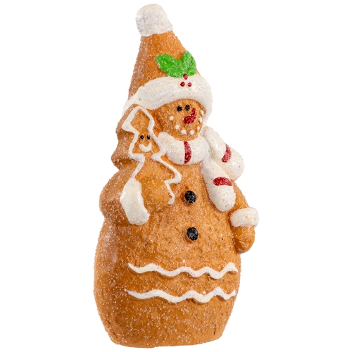 Frosted Gingerbread Snowman with Cookie Tree Christmas Figurine - 5.75"