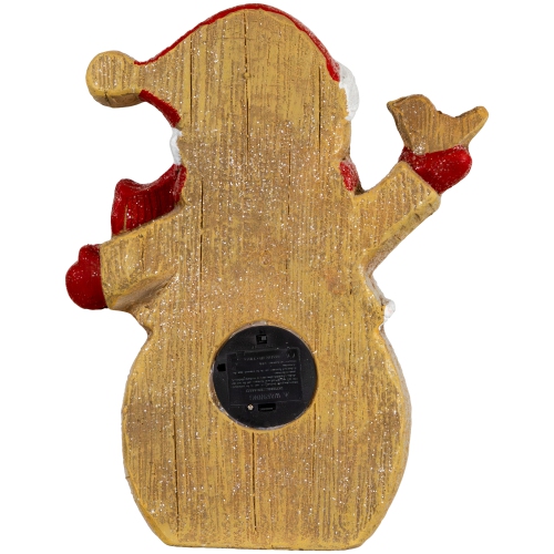 LED Lighted Gingerbread Snowman with Bird Christmas Figure - 15"