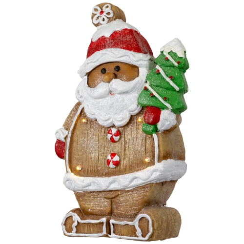 Lighted Gingerbread Santa with Frosted Tree Christmas Figure - 16"