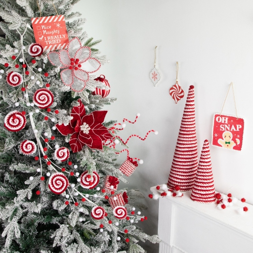 Candy Cane Swirled Christmas Cone Tree - 19.5" - White and Red