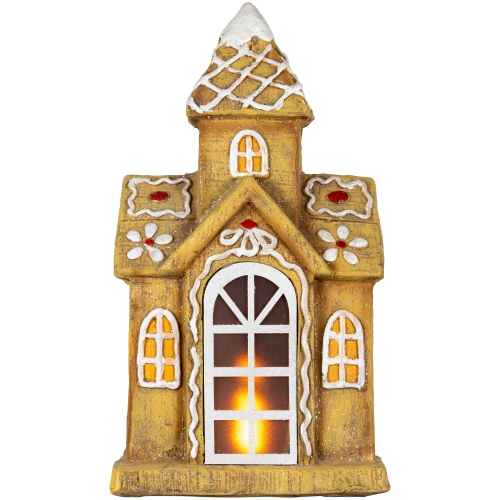 NORTHLIGHT  Led Lighted Gingerbread House With Icing Accents Christmas Decoration - 16"