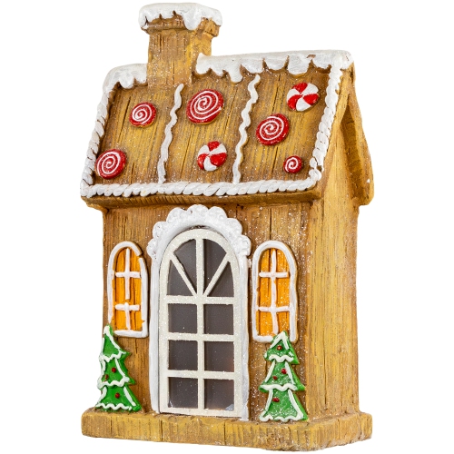 LED Lighted Peppermint Gingerbread House Christmas Decoration - 14"