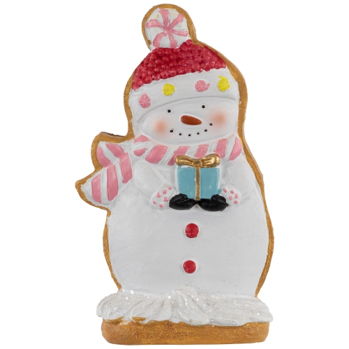 NORTHLIGHT  Gingerbread Snowman With Present Christmas Figurine - 7"