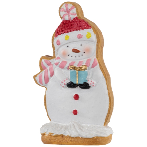 Gingerbread Snowman with Present Christmas Figurine - 7"