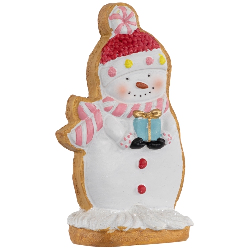 Gingerbread Snowman with Present Christmas Figurine - 7"