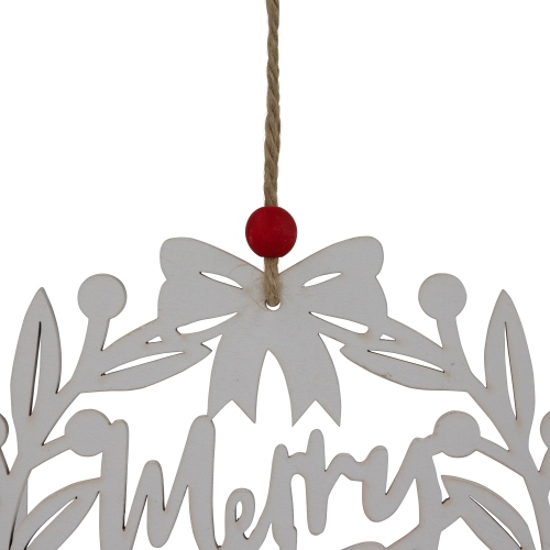 8" White "Merry Christmas" Wreath Cutout Hanging Ornament
