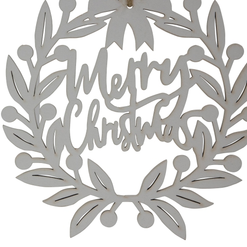 8" White "Merry Christmas" Wreath Cutout Hanging Ornament