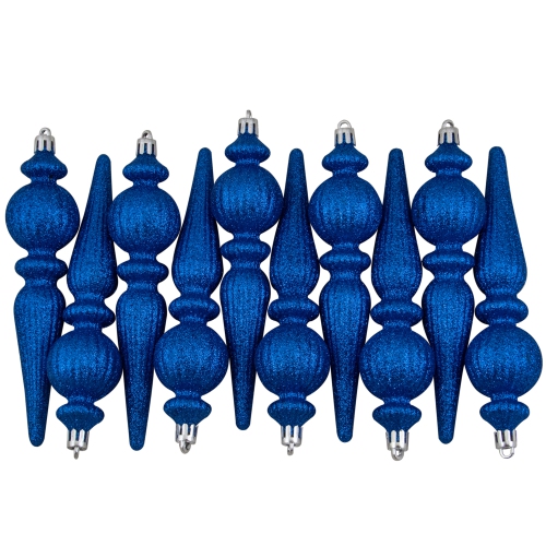 Shatterproof 3-Finish Christmas Ball and Finial Ornaments - Blue and Silver - 75ct