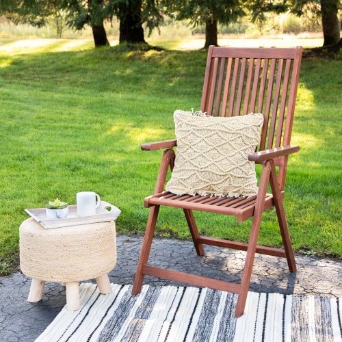 Coussin décoratif carré à macramé fait à la main en coton naturel de 18 po