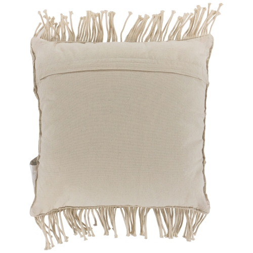 Coussin décoratif carré à macramé fait à la main en coton naturel de 18 po