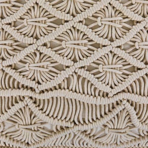 Coussin décoratif carré à macramé fait à la main en coton naturel de 18 po