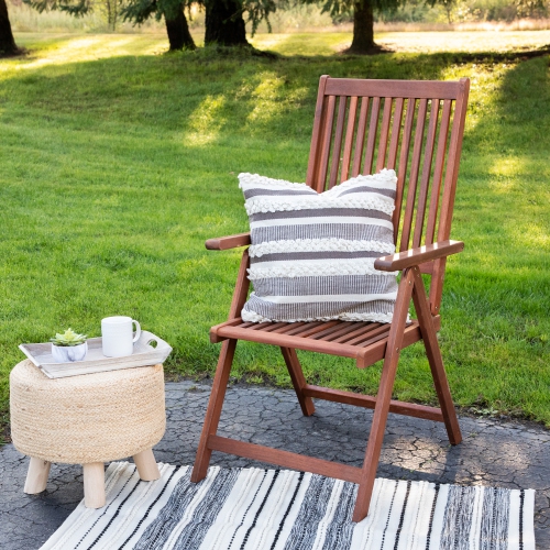 20" Gray and Cream Handloom Woven Outdoor Throw Pillow