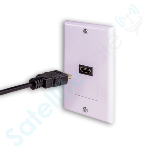 SatelliteSale Universal HDMI 1.4 Wall Plate Female to Female 10.2Gbps 4K/30Hz White With Screws And Wall Bracket Included
