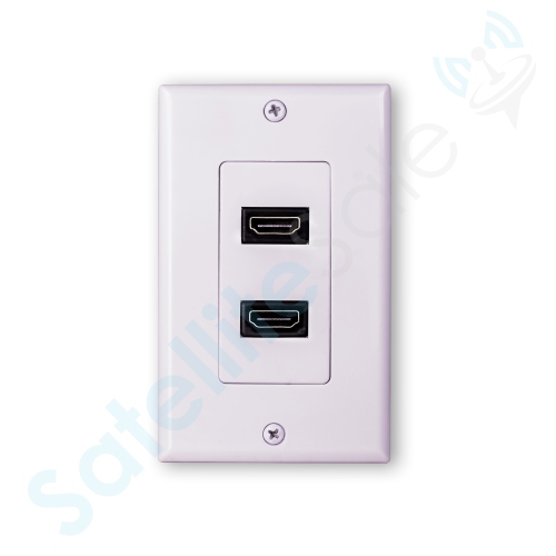 SatelliteSale Universal HDMI 1.4 Wall Plate Female to Female 10.2Gbps 4K/30Hz White With Screws And Wall Bracket Included