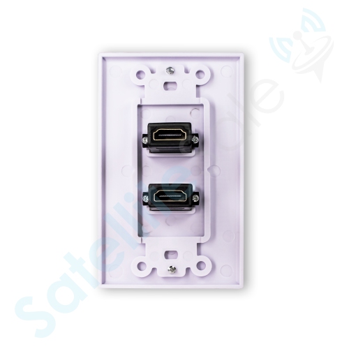 SatelliteSale Universal HDMI 1.4 Wall Plate Female to Female 10.2Gbps 4K/30Hz White With Screws And Wall Bracket Included