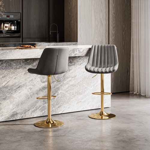 CorLiving Gold Adjustable Bar Stools, Set of 2