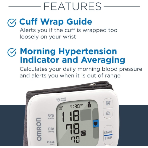 Omron Gold Wireless Wrist Blood Pressure Monitor - Stores Up To 200 Readings for Two Users