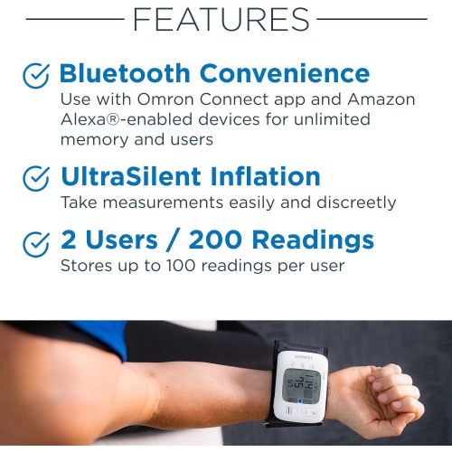 Omron Gold Wireless Wrist Blood Pressure Monitor - Stores Up To 200 Readings for Two Users